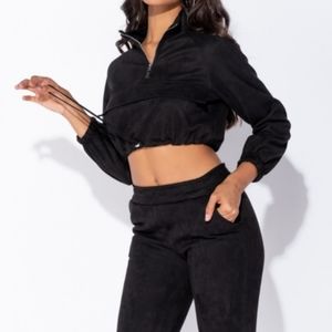 Black Two Piece Suede Set